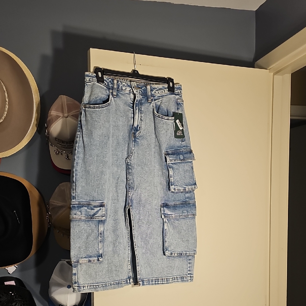 Wild Fable Denim Cargo Skirt with Pockets